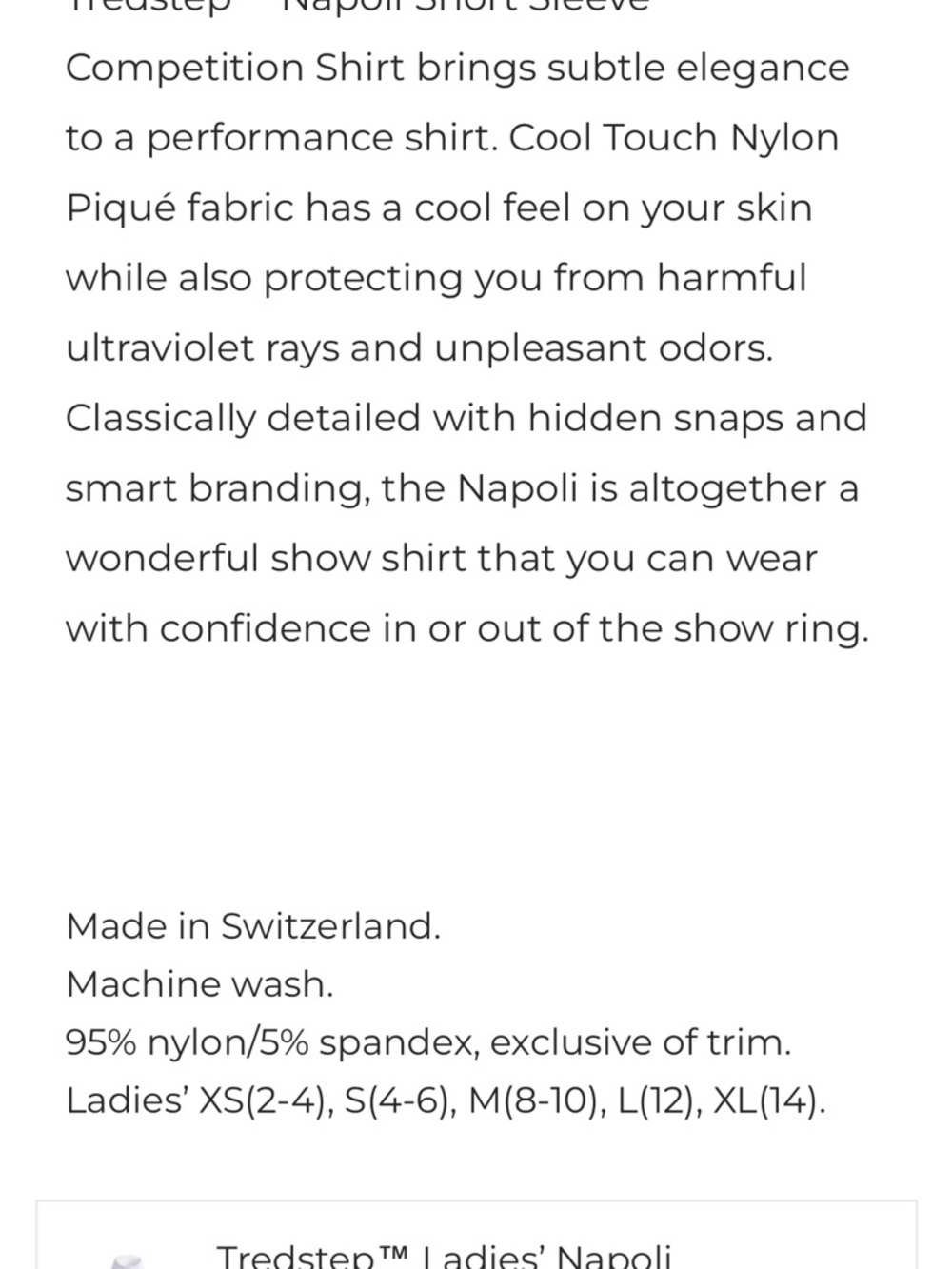 Tredstep Ladies Napoli Short Sleeve Riding Shirt - Picture 7 of 7